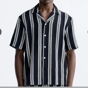 Zara Men's Striped Navy Shirt